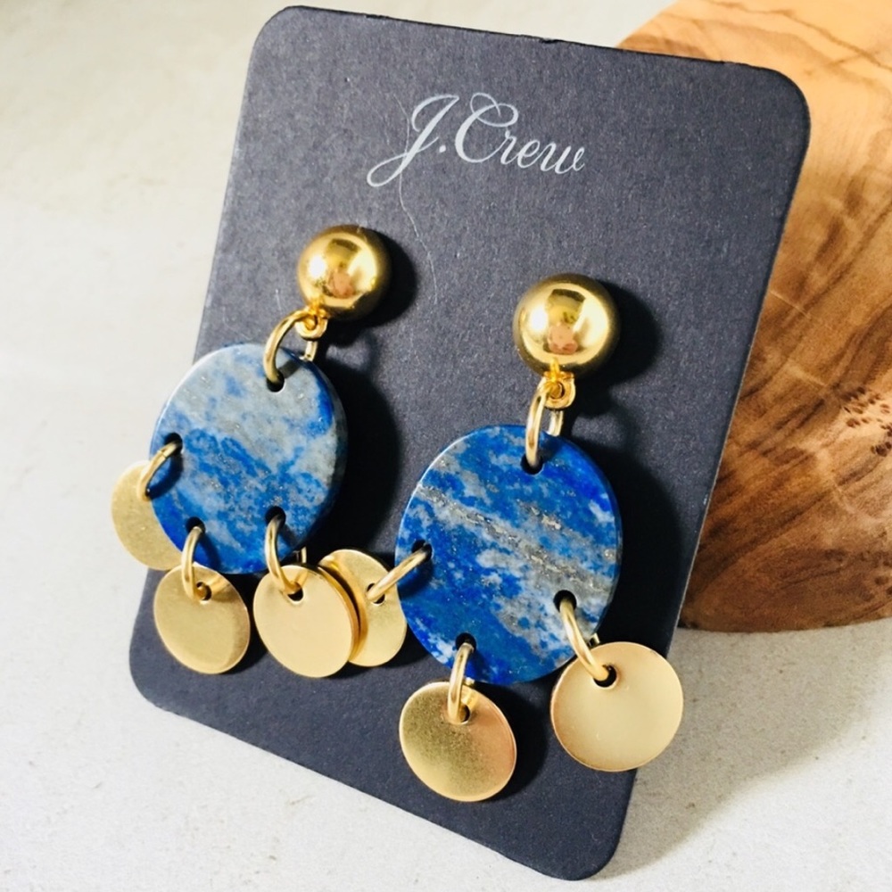 J. CREW Drop Stone and Disc Earrings
